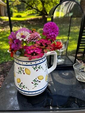 1995 Lemon Ceramic Pitcher Vase